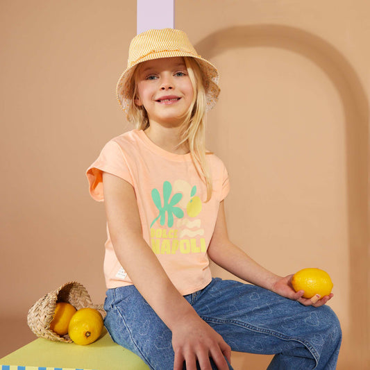 T-shirt en jersey avec revers de manches Orange