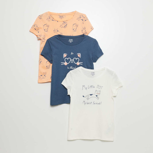 Lot de 3 t-shirts imprimés Orange/bleu/blanc