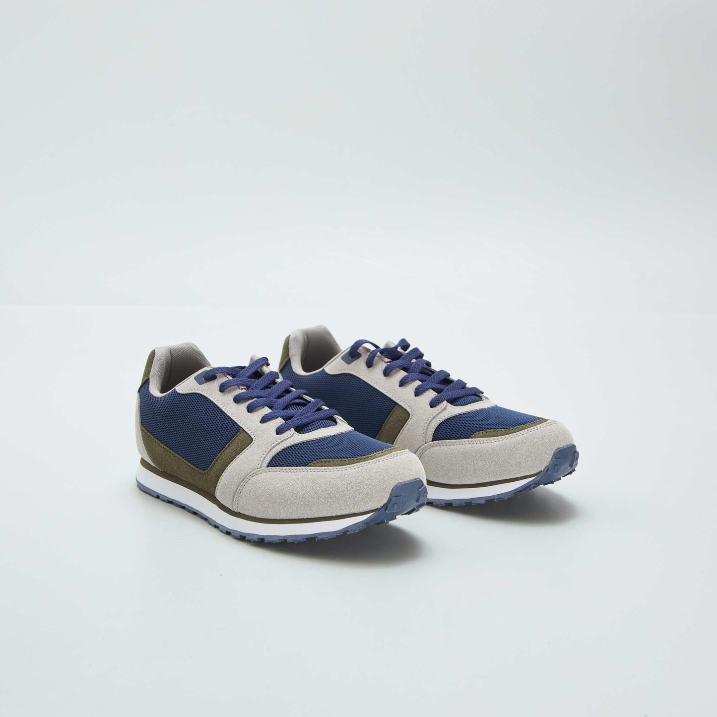 Baskets running retro tricolore Kaki