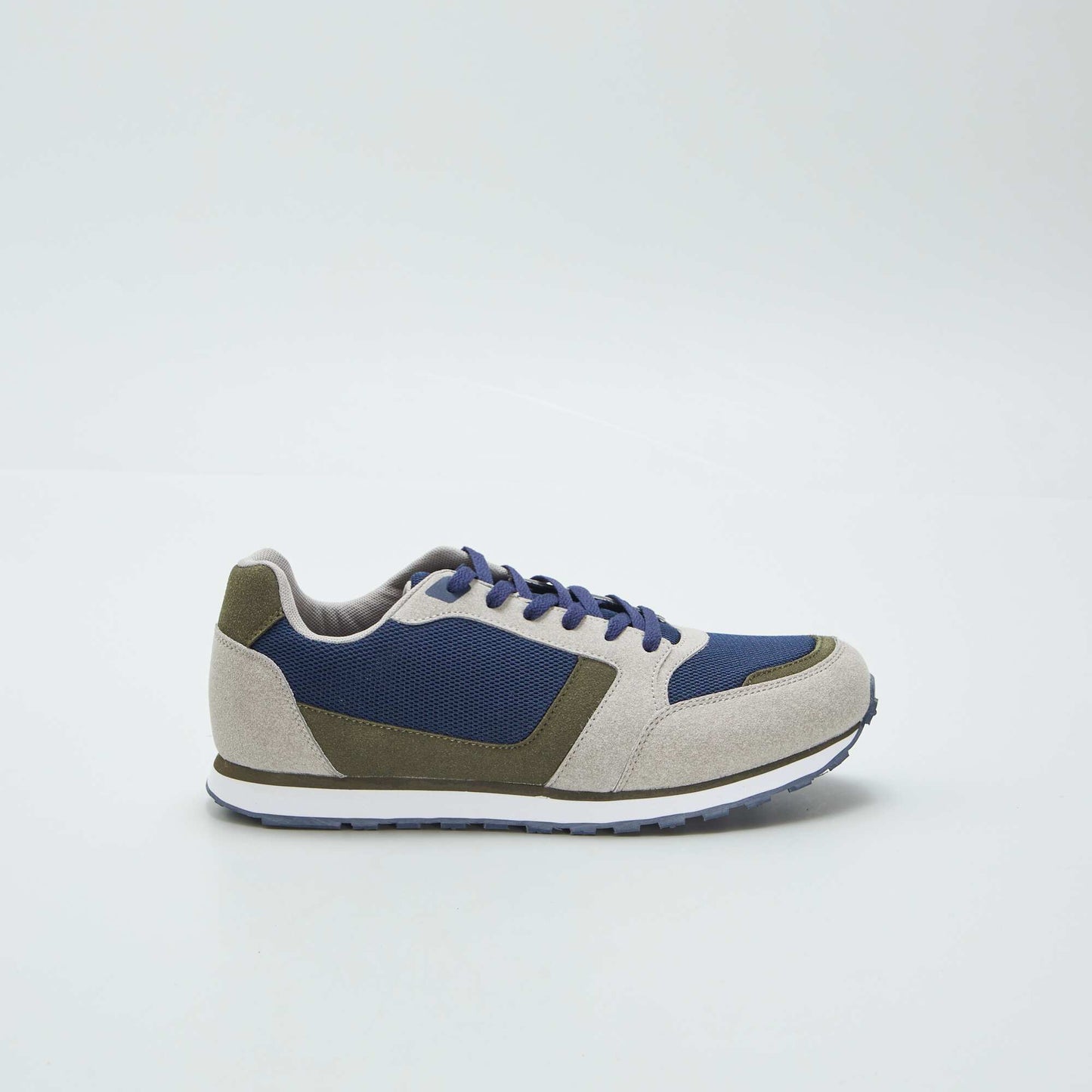 Baskets running retro tricolore Kaki