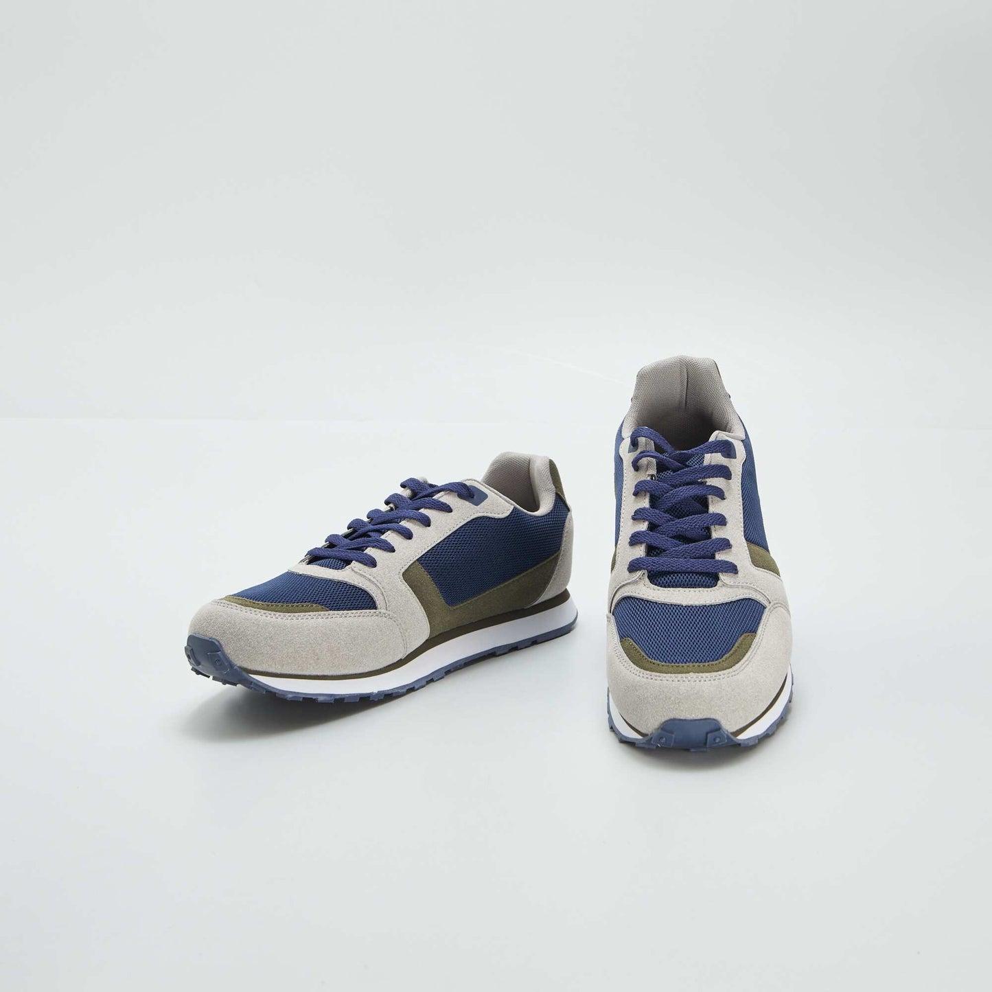 Baskets running retro tricolore Kaki