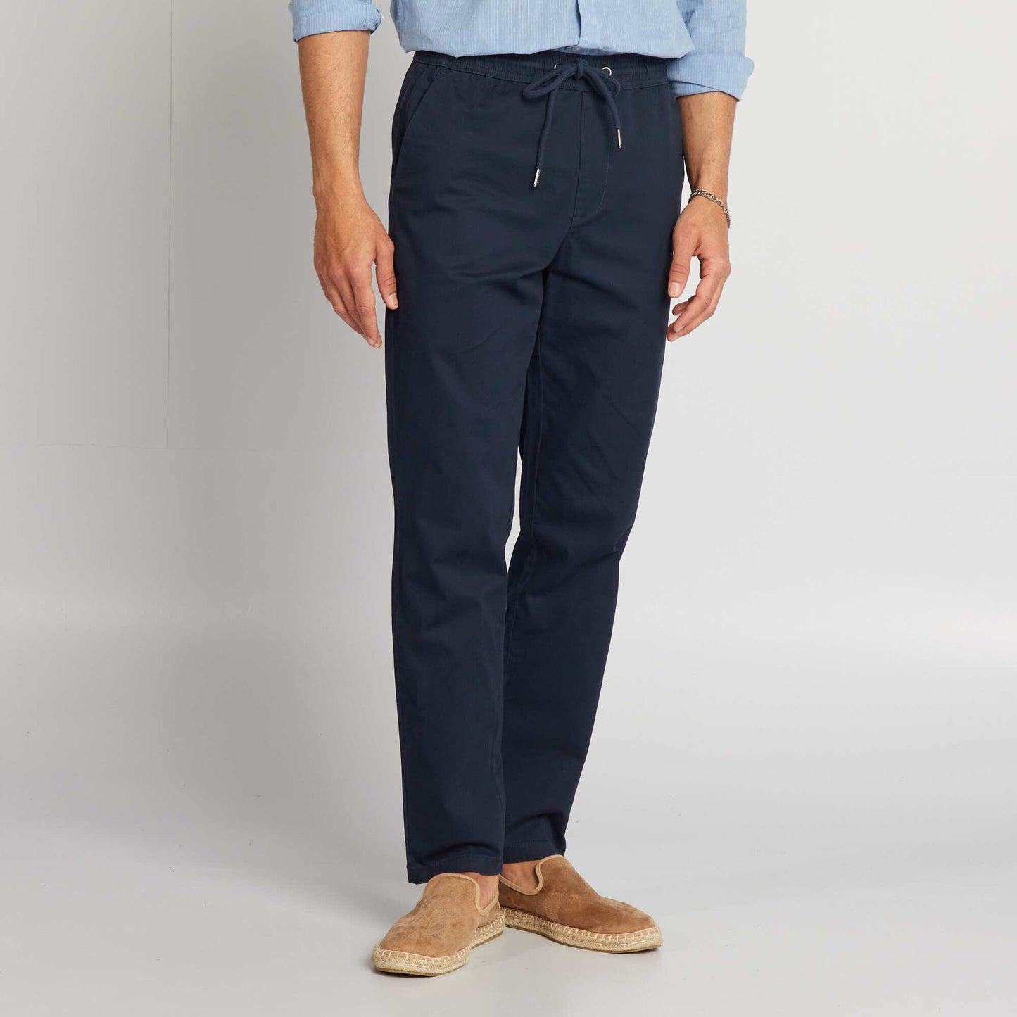 Pantalon chino à ceinture élastiquée Bleu marine