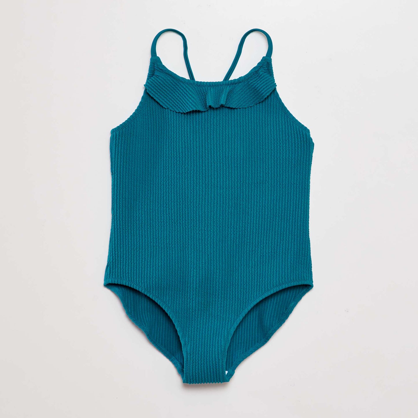 Maillot de bain 1 pièce avec volant bleu