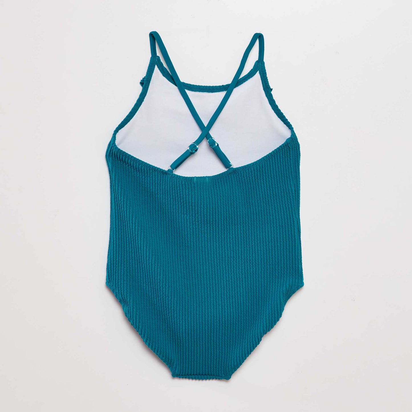 Maillot de bain 1 pièce avec volant bleu