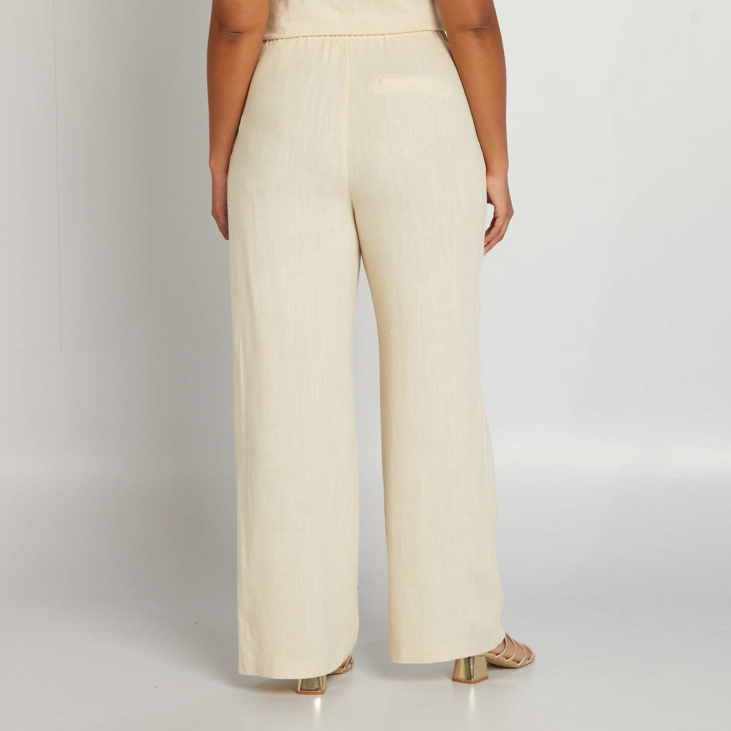 Pantalon de tailleur en lin mélangé Beige