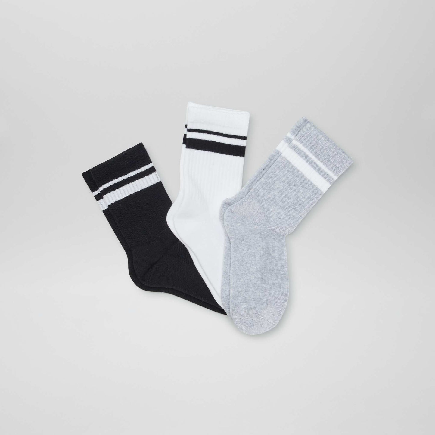 Lot de 3 chaussettes de sport GRIS/BLANC/NOIR