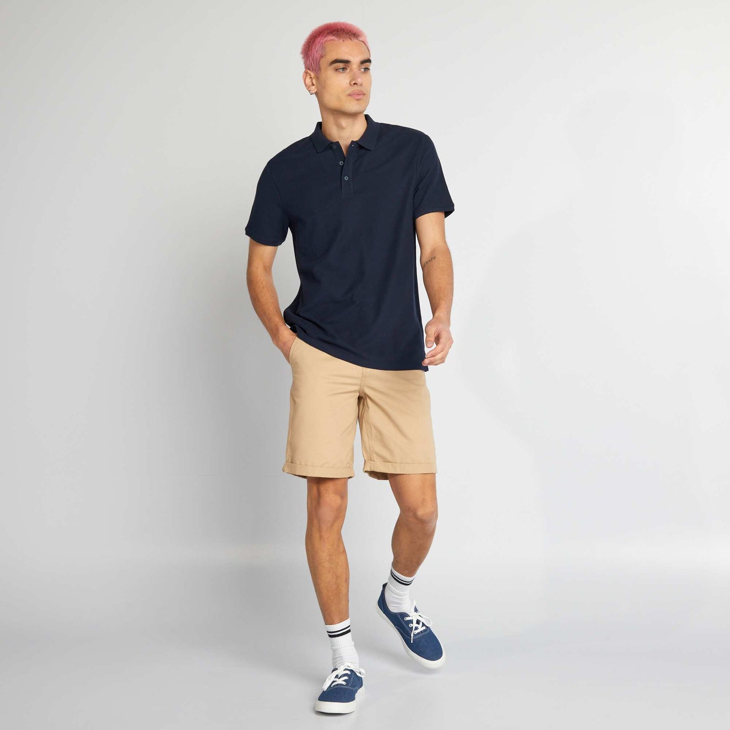 Polo en piqué de coton Bleu marine