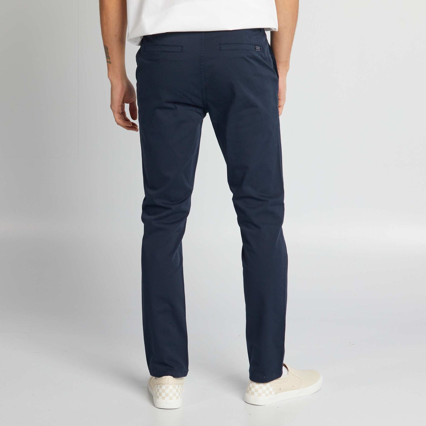 Pantalon chino uni Bleu