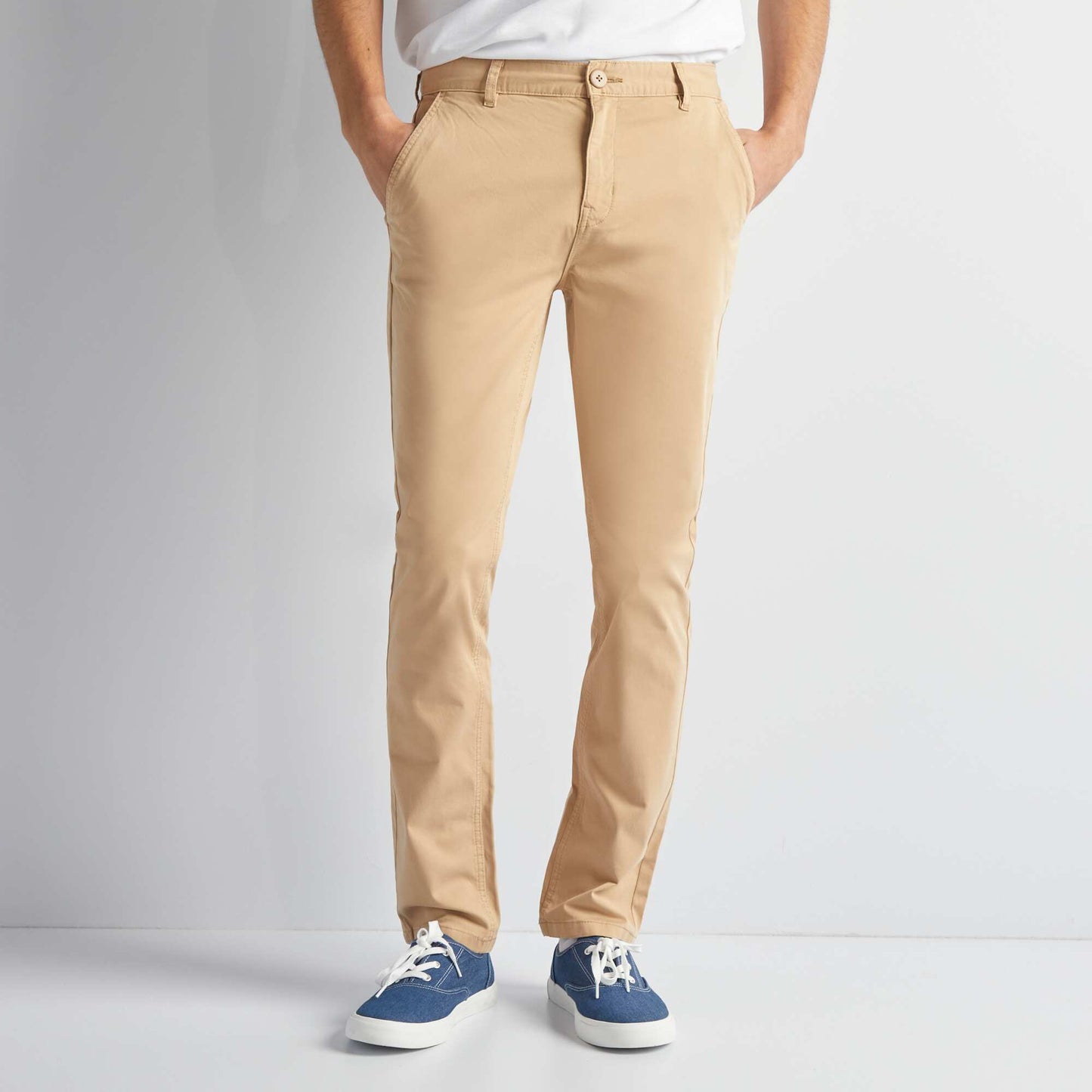 Pantalon chino uni Beige