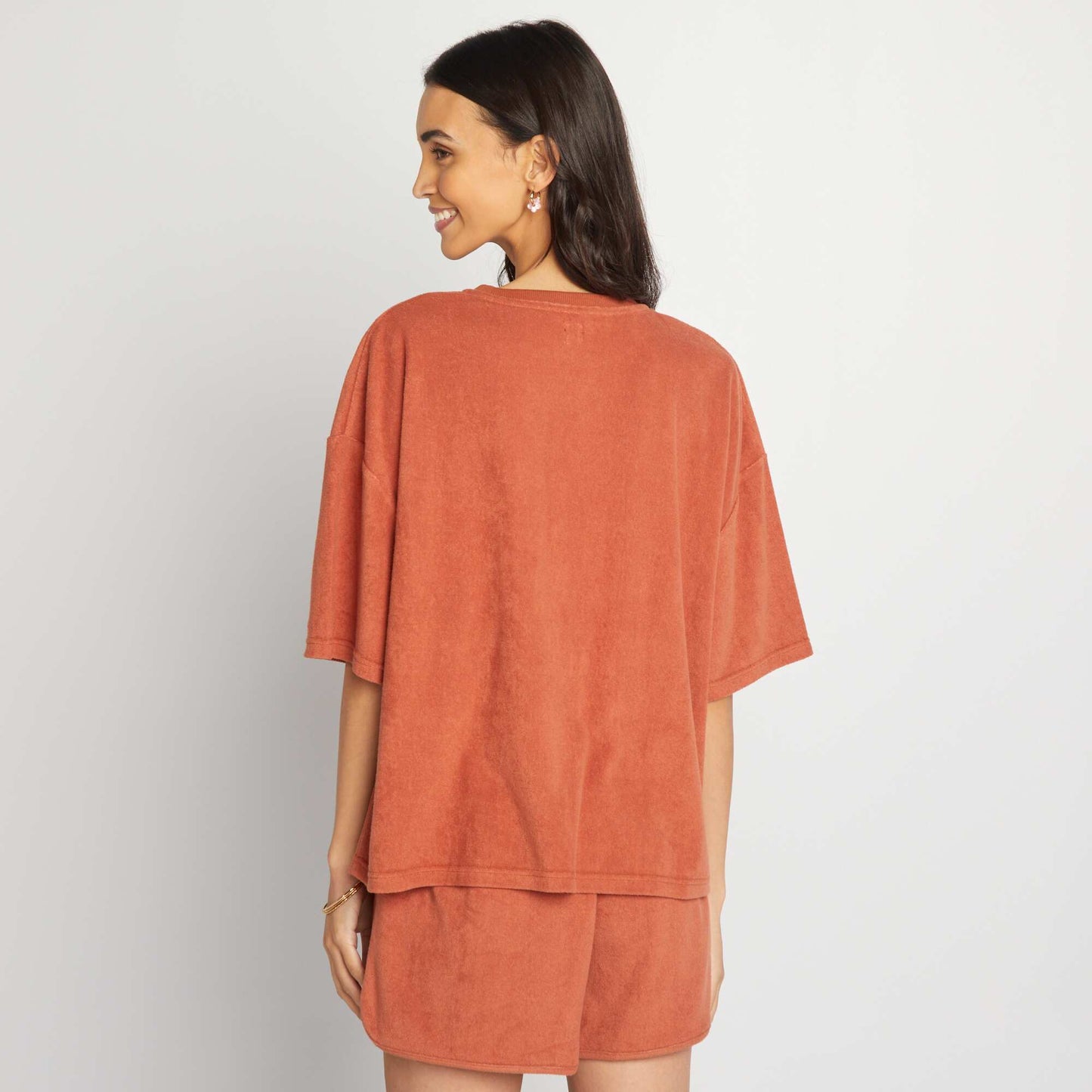 T-shirt oversize en éponge Marron