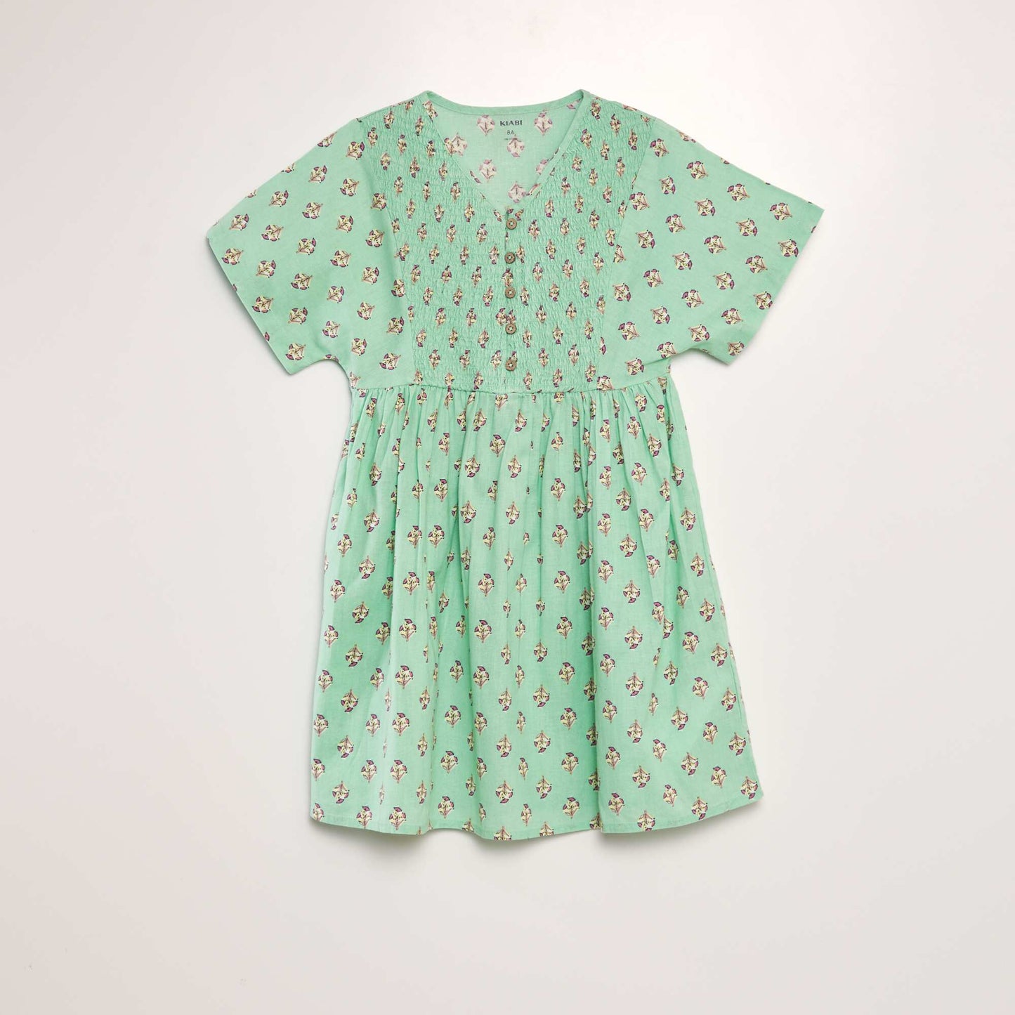 Robe imprimée en coton et lin Vert