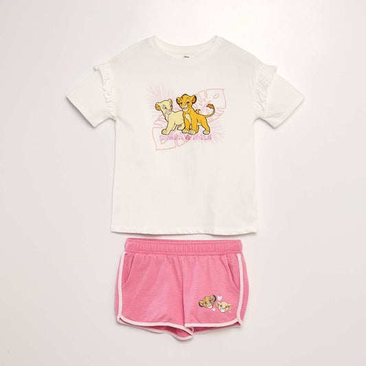 Pyjama 'Le Roi Lion' en jersey - 2 pièces Blanc/rose