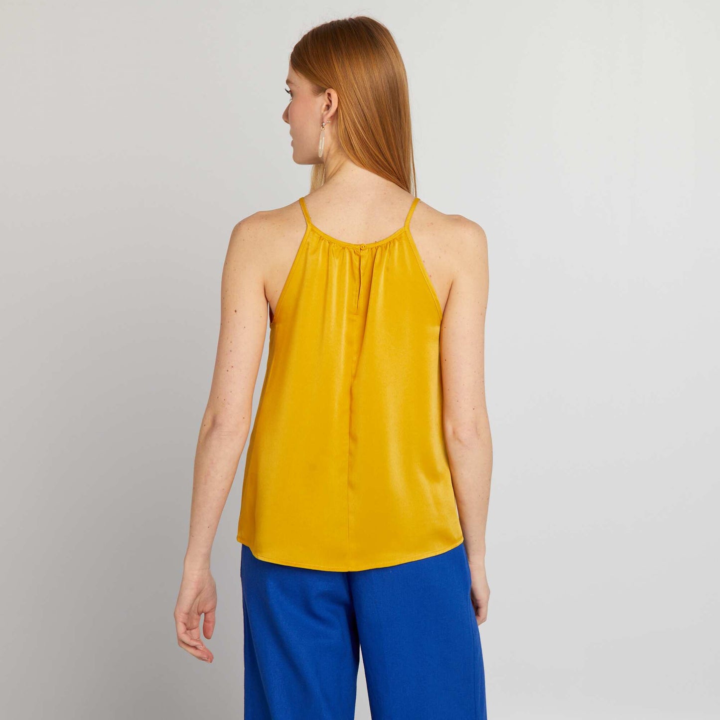 Top à bretelles satiné Jaune