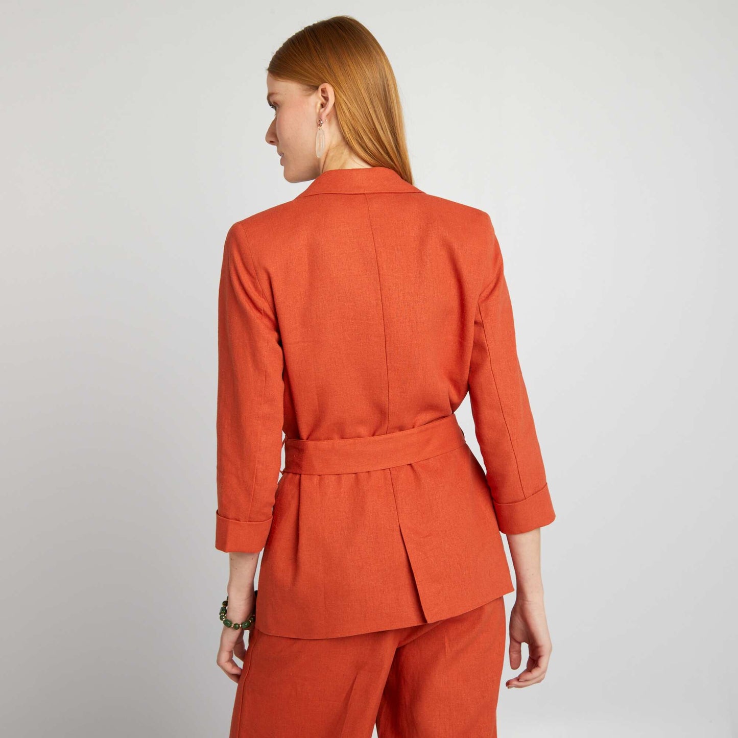 Veste tailleur en lin mélangé ORANGE