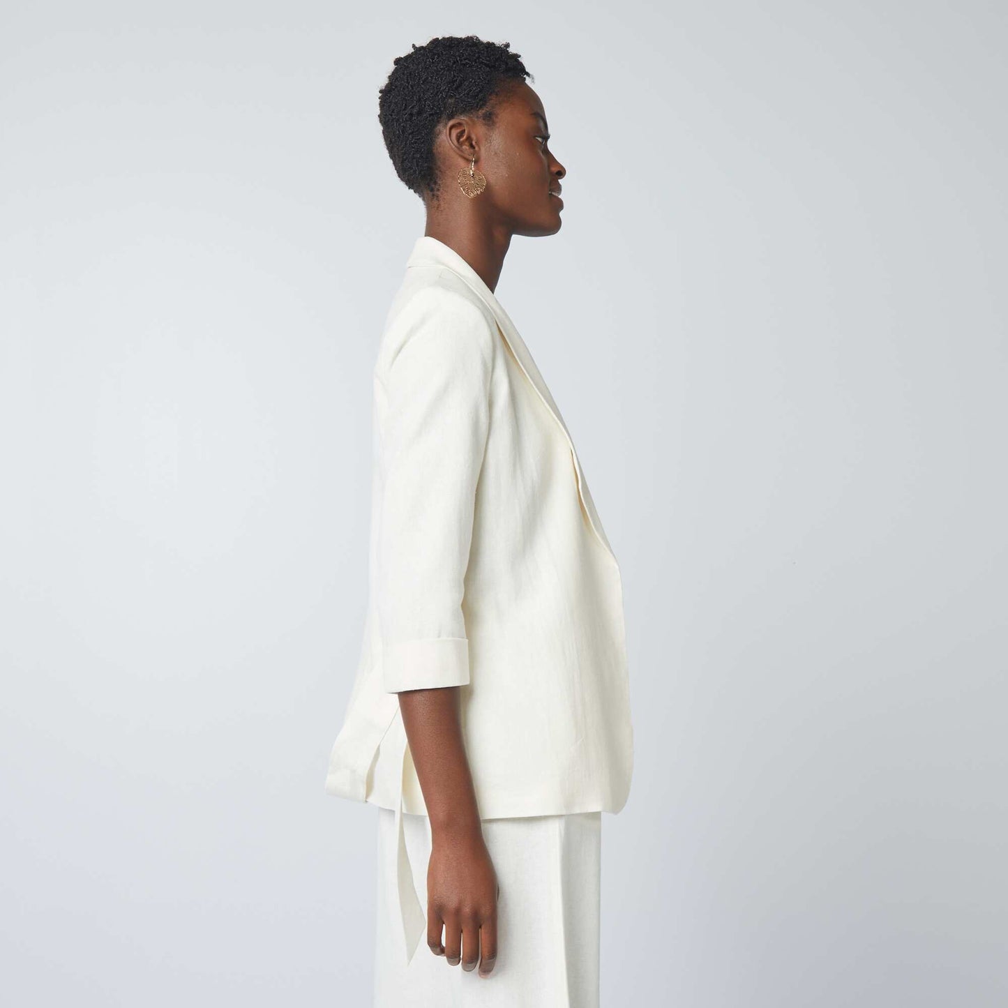 Veste tailleur en lin mélangé BLANC