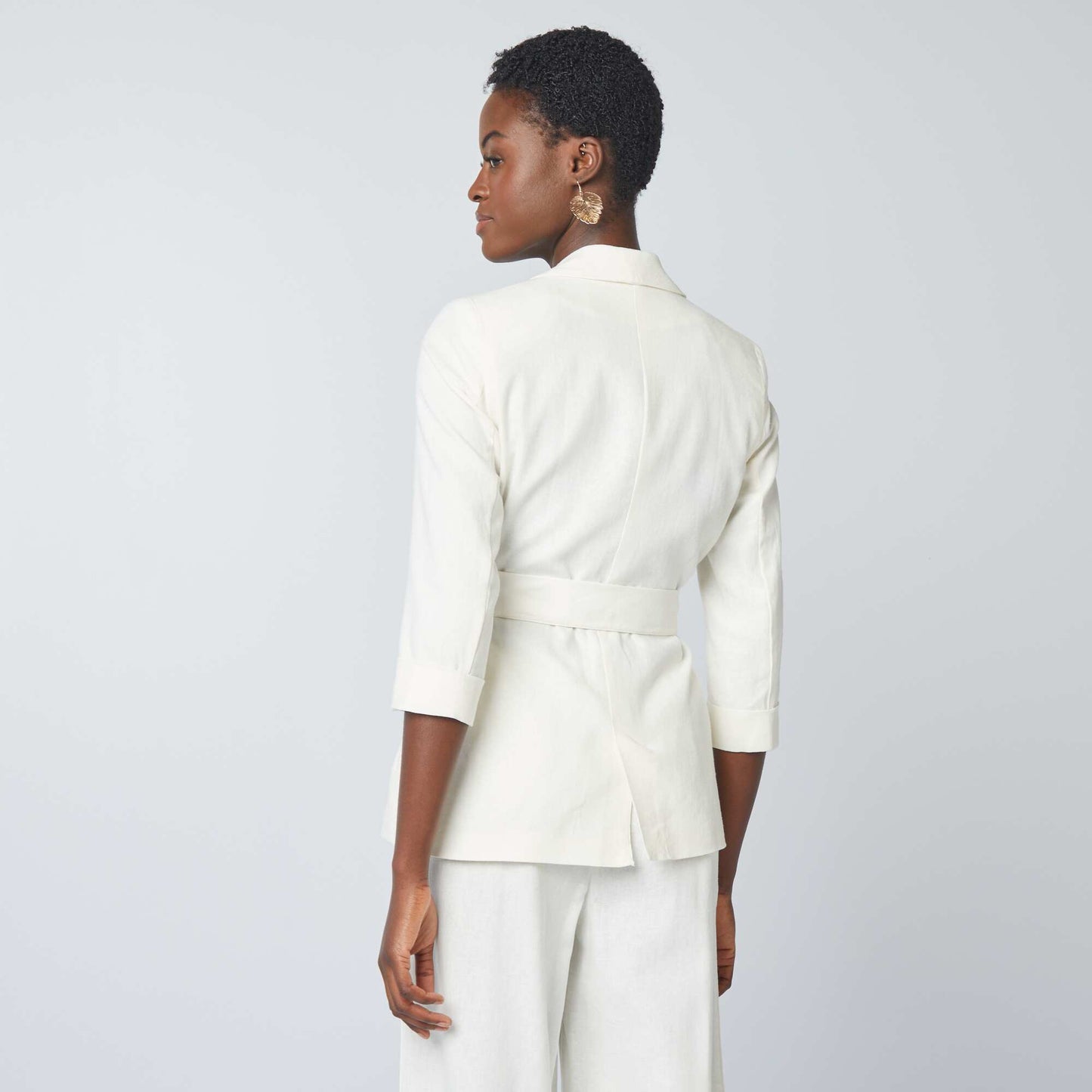 Veste tailleur en lin mélangé BLANC