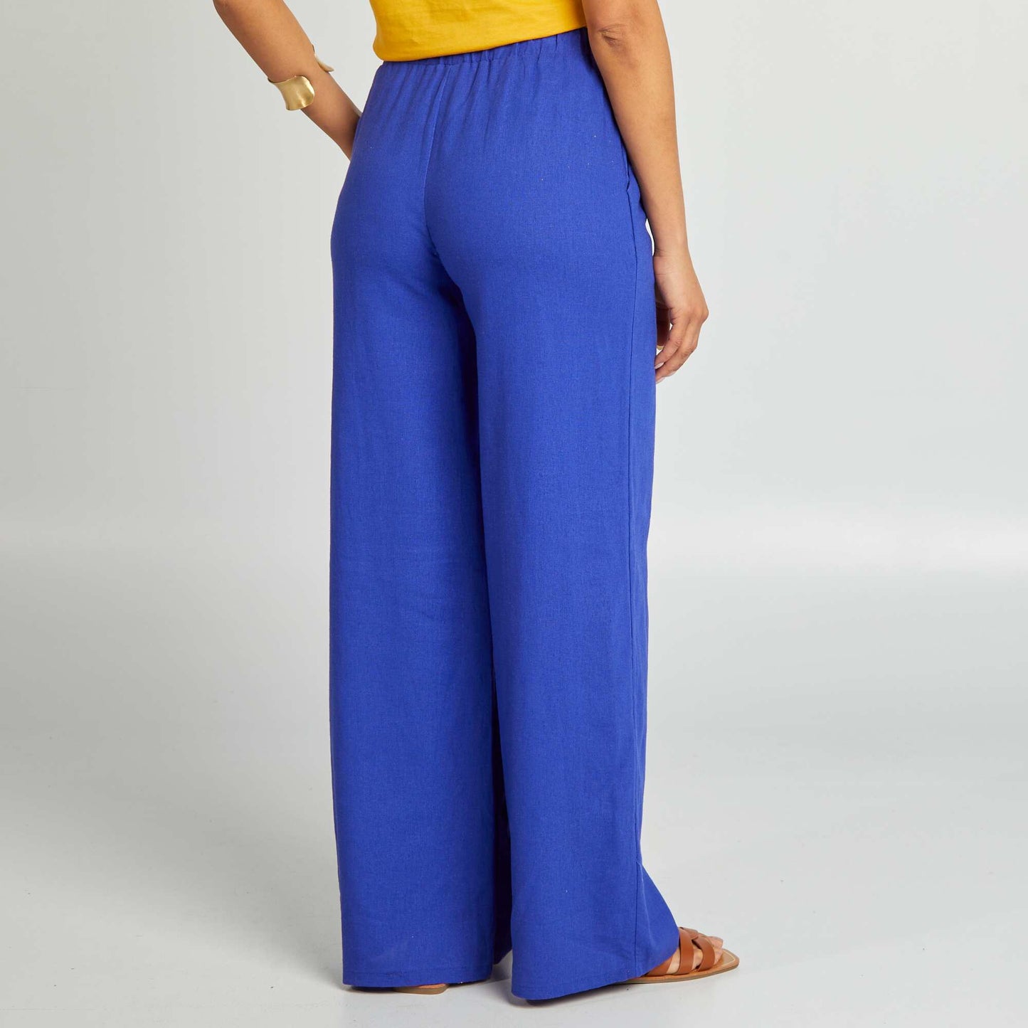 Pantalon large lin mélangé Bleu électrique