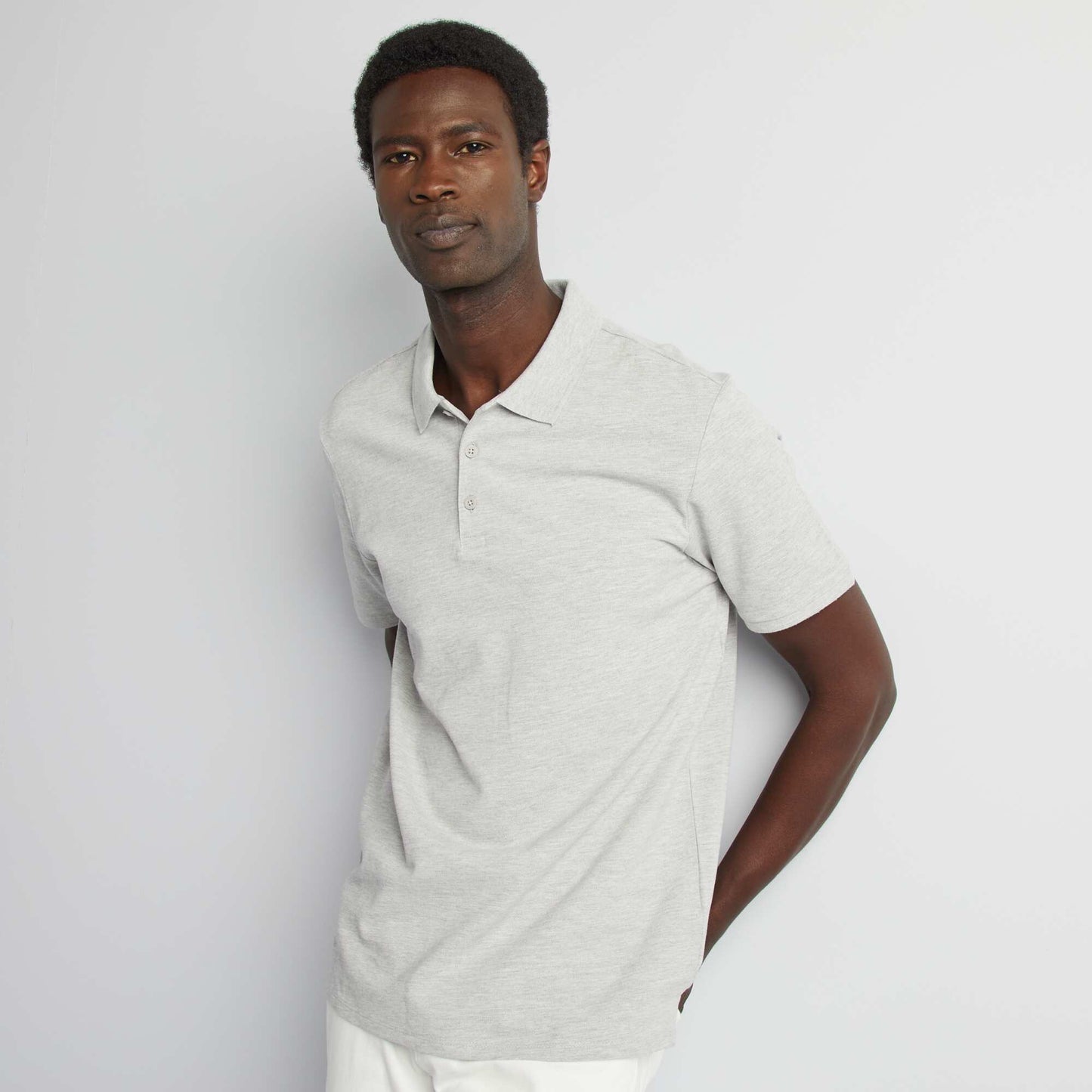 Polo en piqué de coton GRIS CLAIR