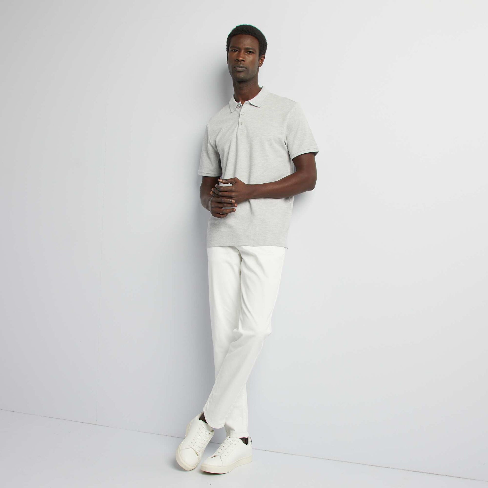 Polo en piqué de coton GRIS CLAIR