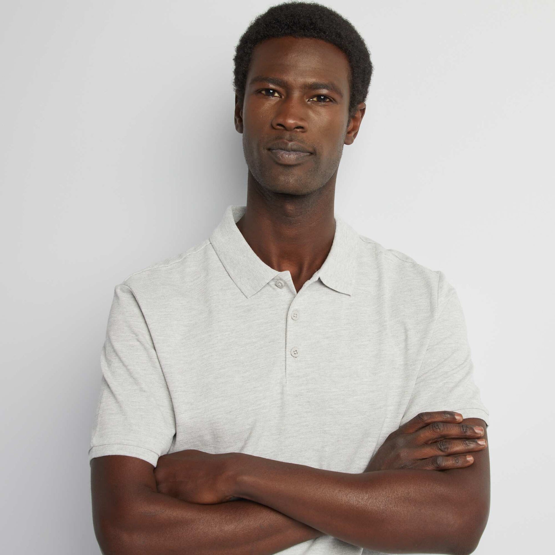 Polo en piqué de coton GRIS CLAIR