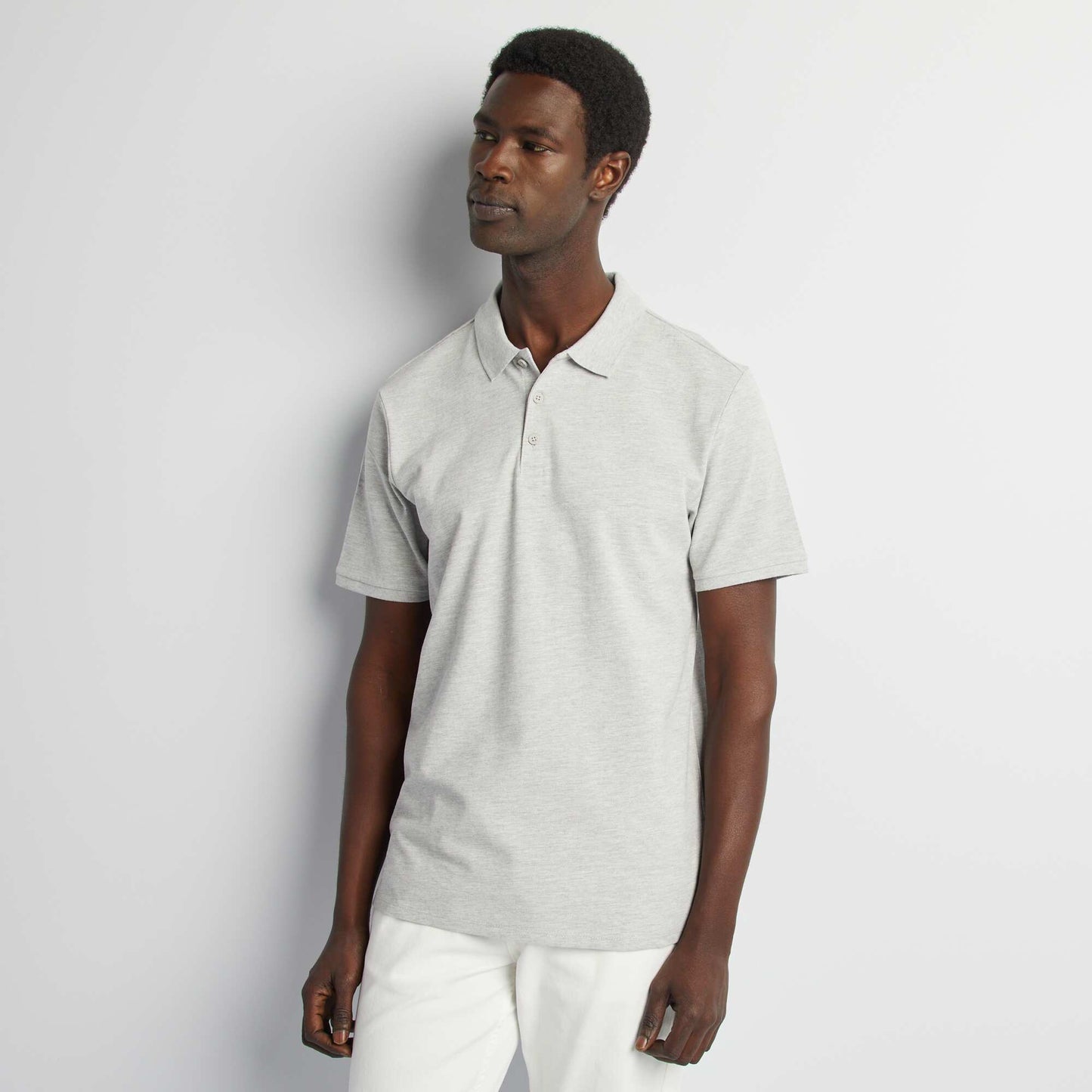 Polo en piqué de coton GRIS CLAIR