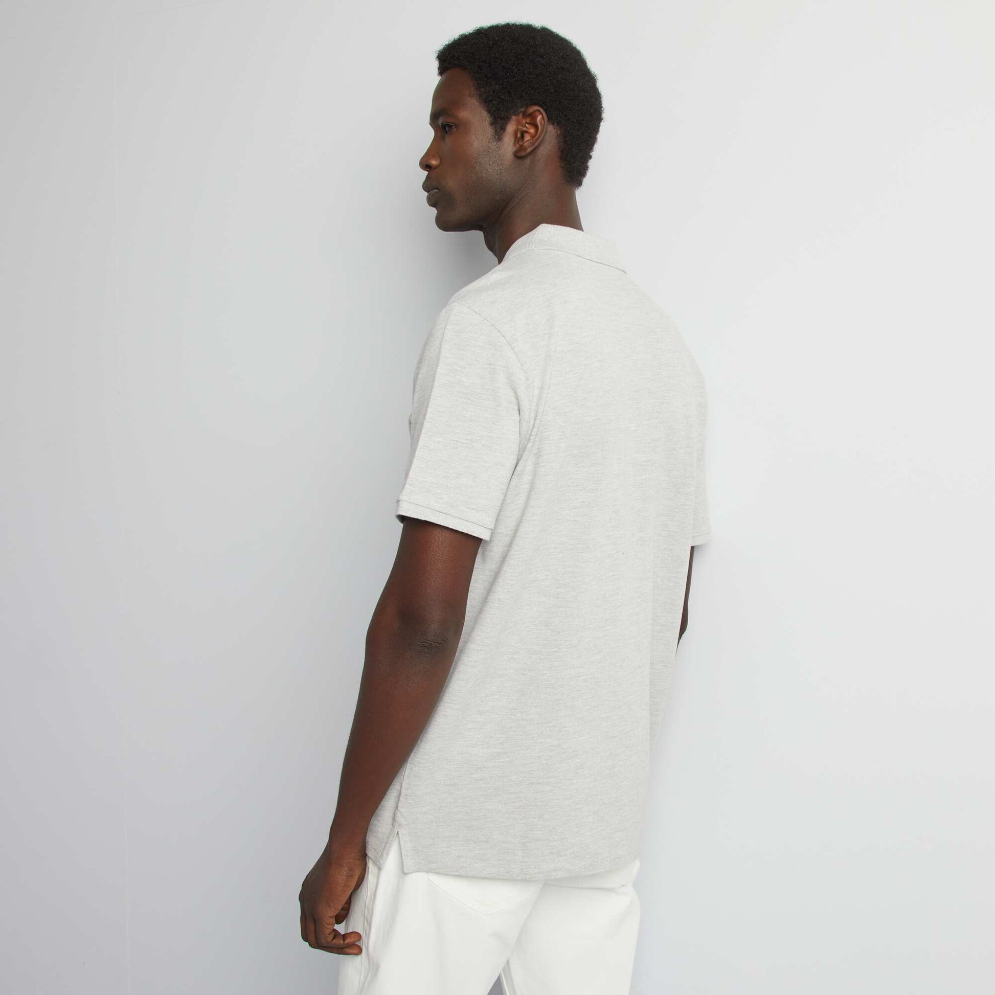 Polo en piqué de coton GRIS CLAIR