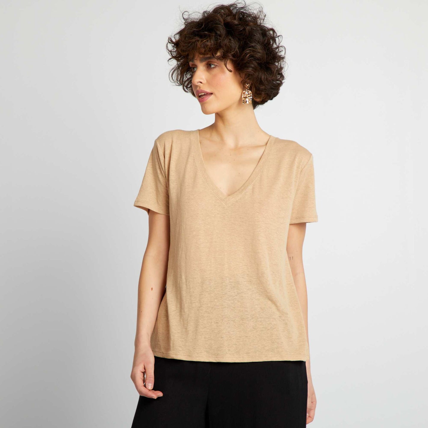 T-shirt basique manches courtes Beige