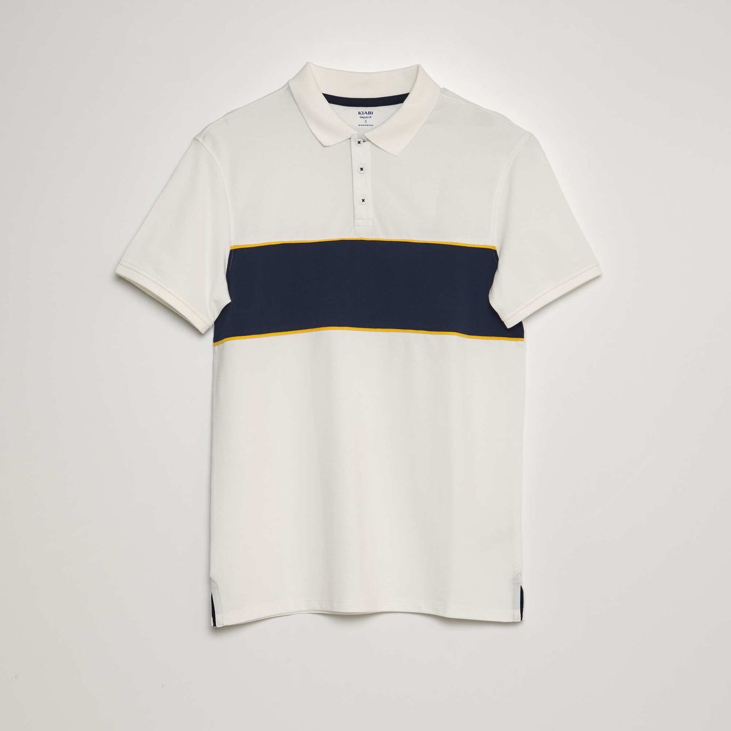 Polo en piqué de coton Blanc/bleu marine