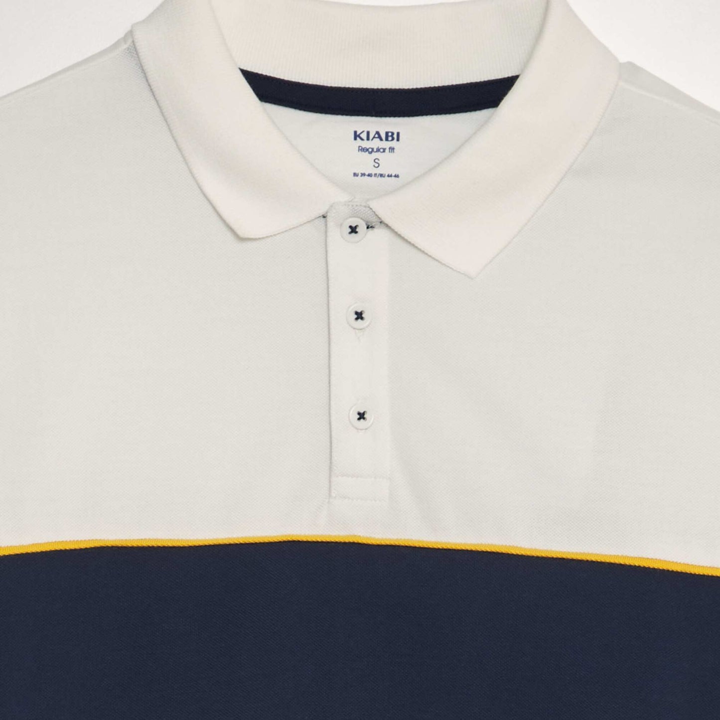 Polo en piqué de coton Blanc/bleu marine