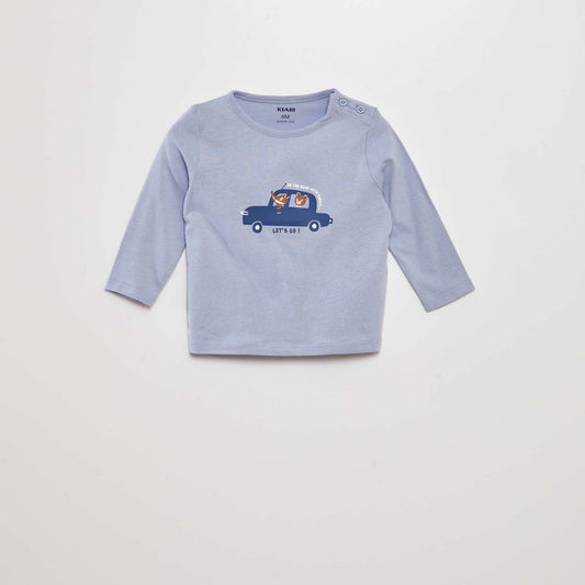 T-shirt manches longues à imprimé placé Bleu car
