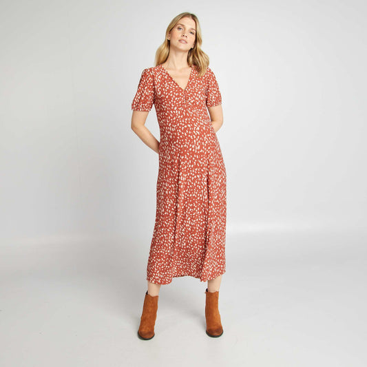 Robe longue imprimé grossesse Brique imprimé