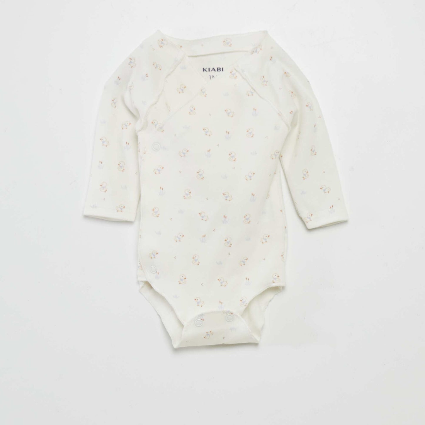 Ensemble body + pantalon avec pieds + bonnet BLANC 'POUSSIN'