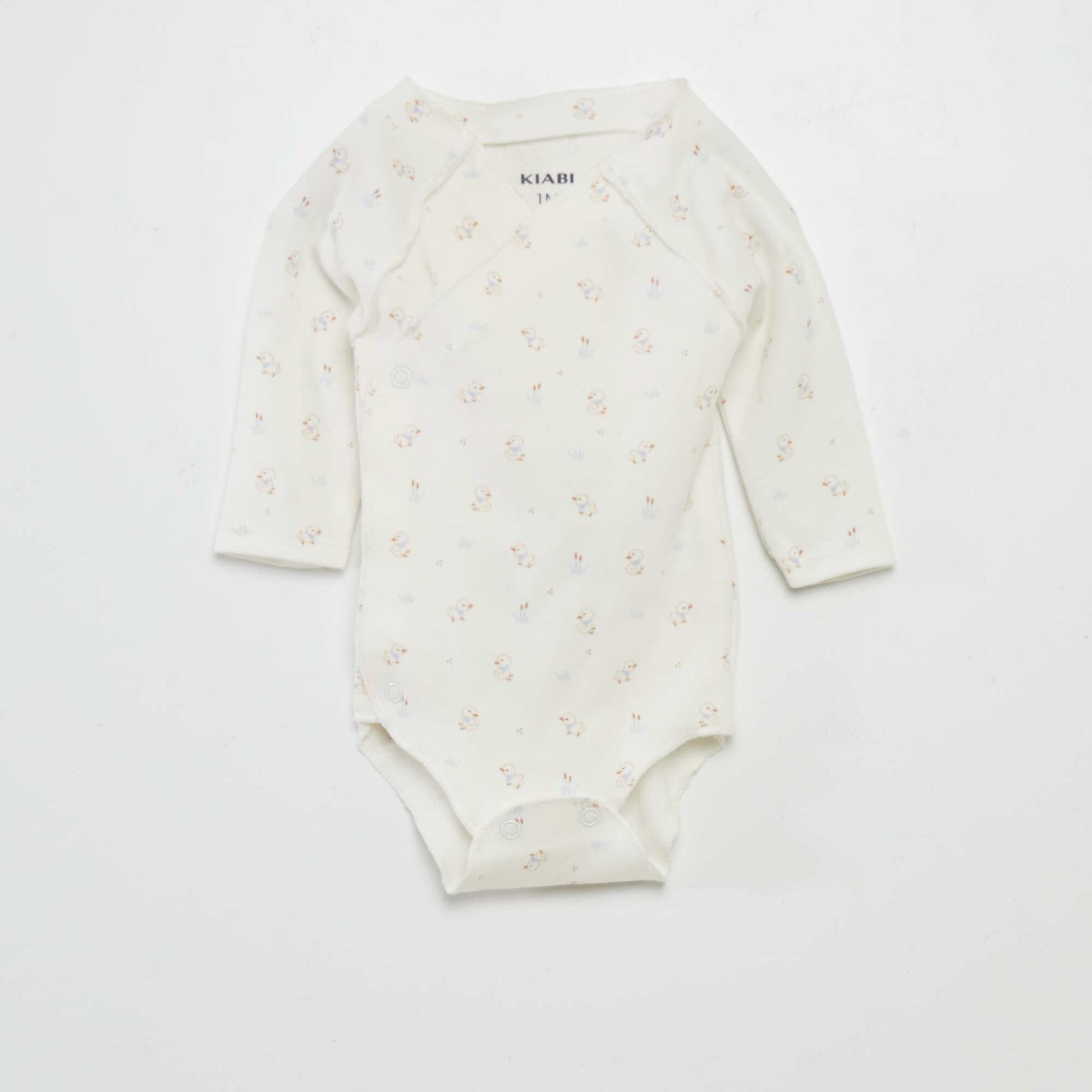 Ensemble body + pantalon avec pieds + bonnet BLANC 'POUSSIN'