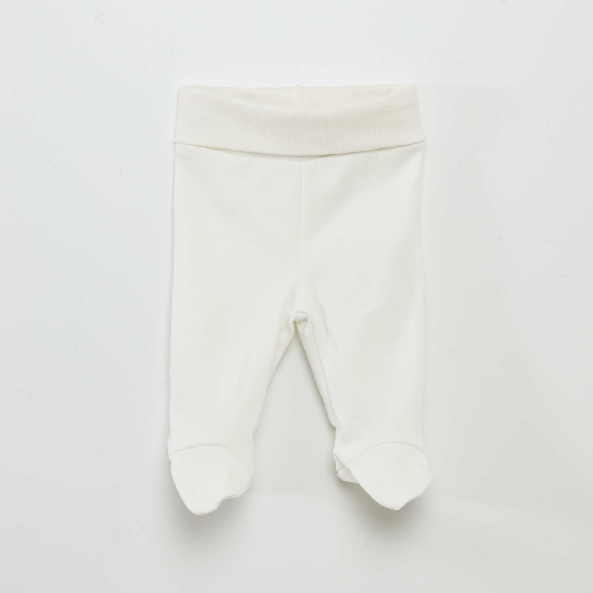 Ensemble body + pantalon avec pieds + bonnet BLANC 'POUSSIN'