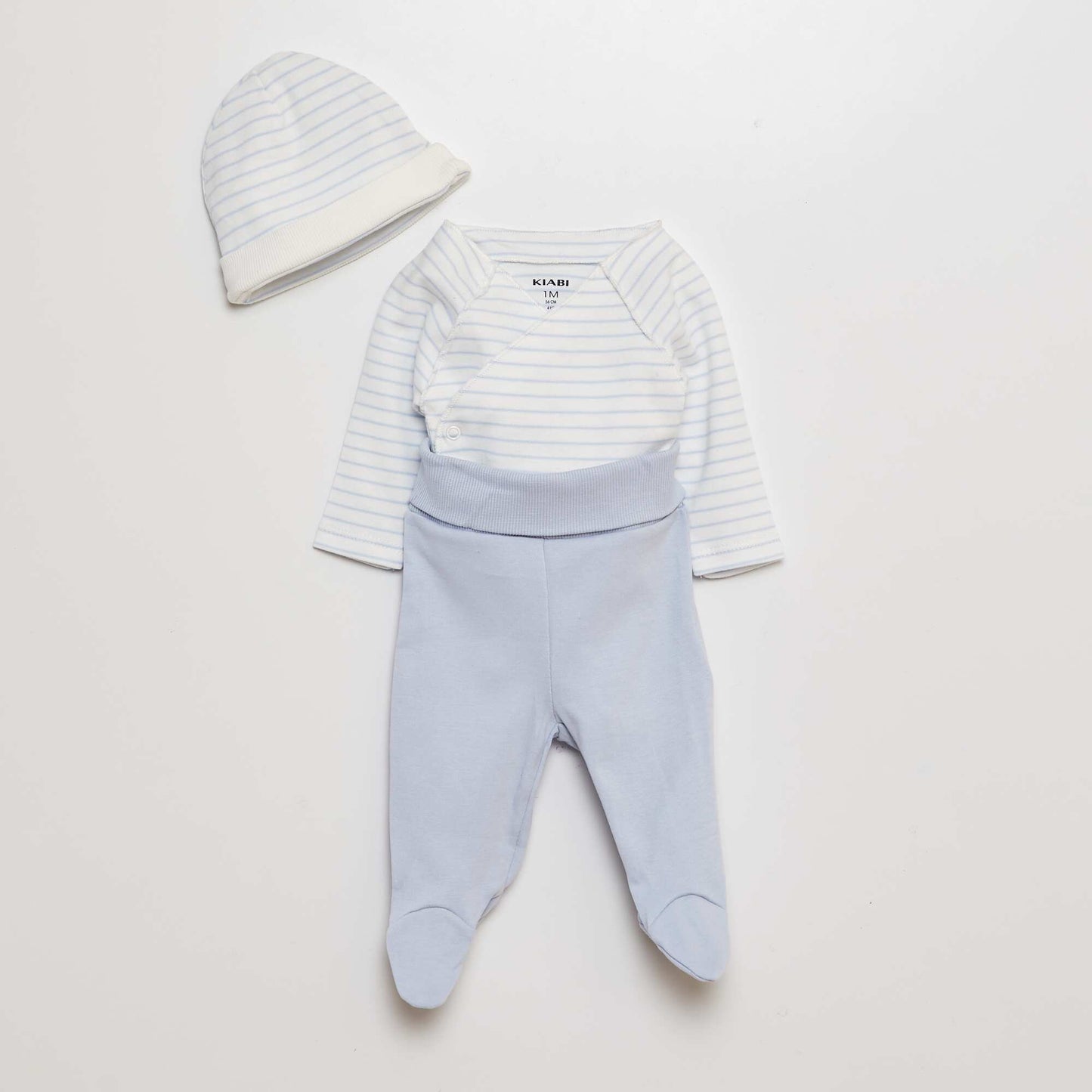Ensemble body + pantalon avec pieds + bonnet BLANC