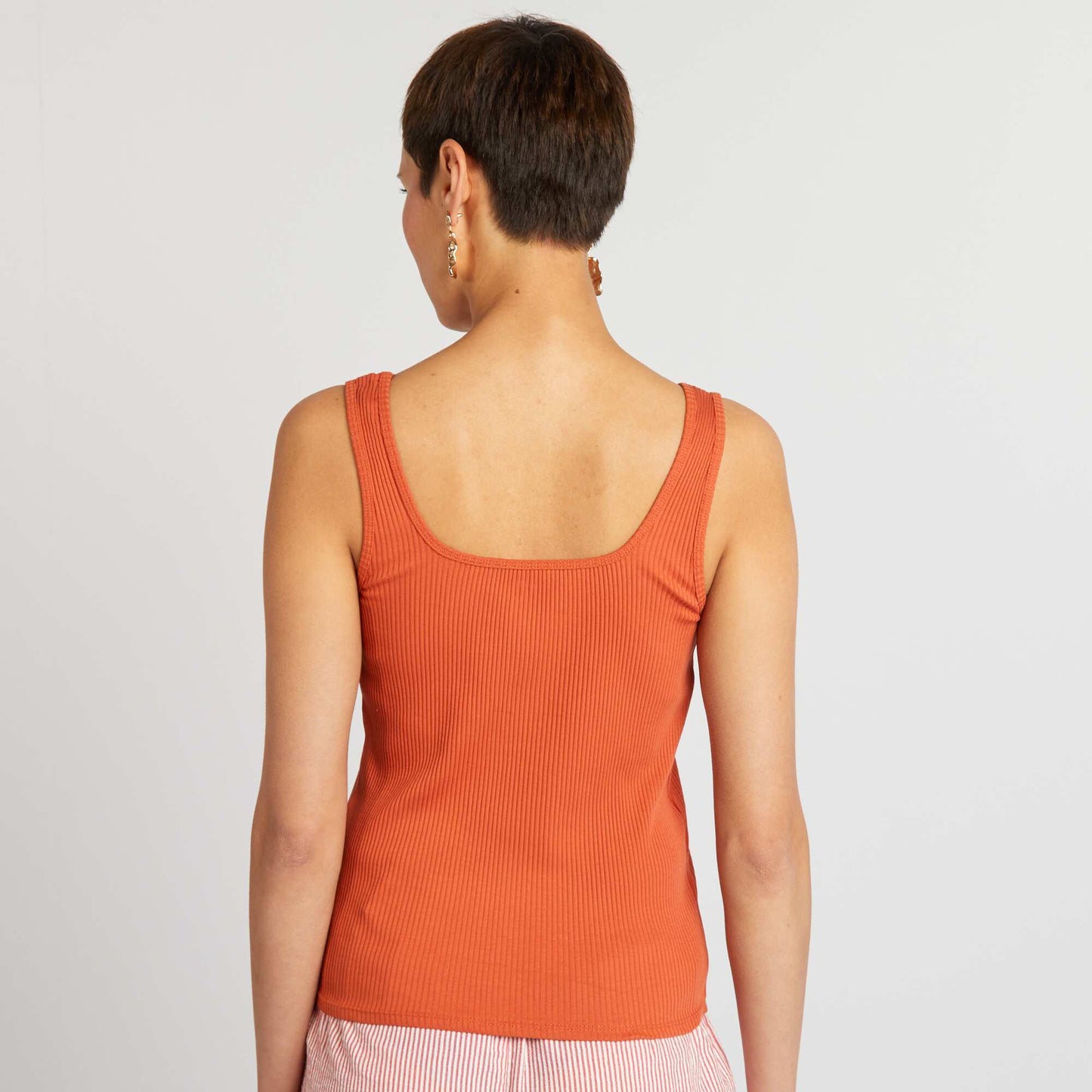 Débardeur côtelé avec col carré Orange