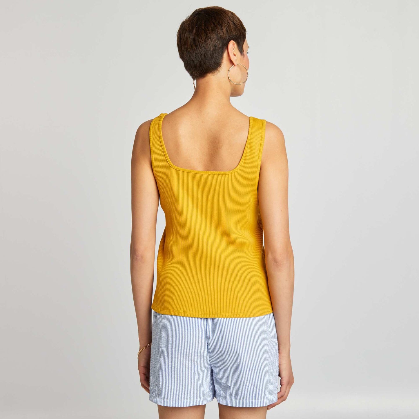 Débardeur côtelé avec col carré Jaune