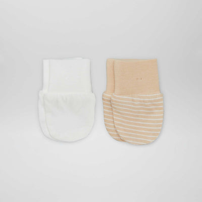 Lot de 2 paires de moufles anti-griffes BEIGE