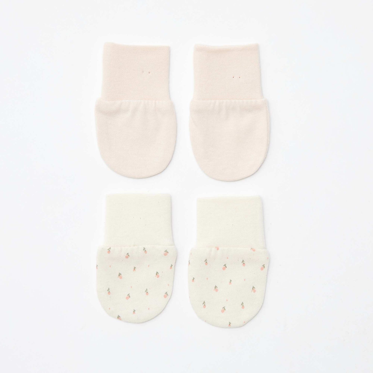 Lot de 2 paires de moufles anti-griffes BEIGE/ROSE