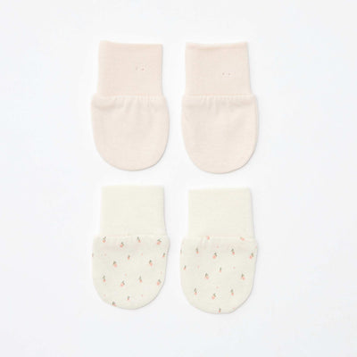 Lot de 2 paires de moufles anti-griffes BEIGE/ROSE