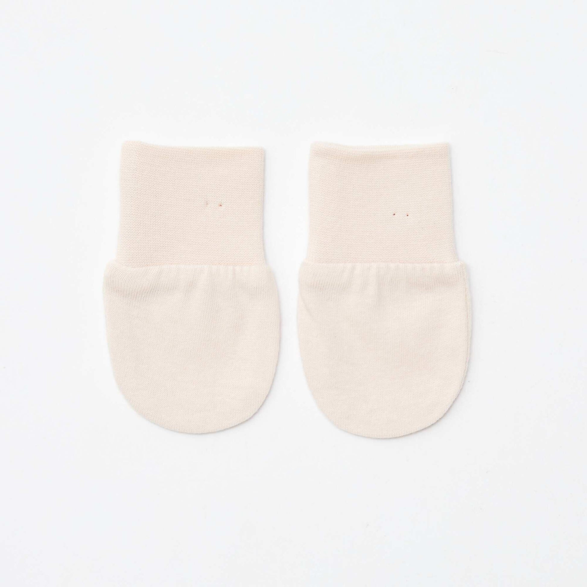 Lot de 2 paires de moufles anti-griffes BEIGE/ROSE
