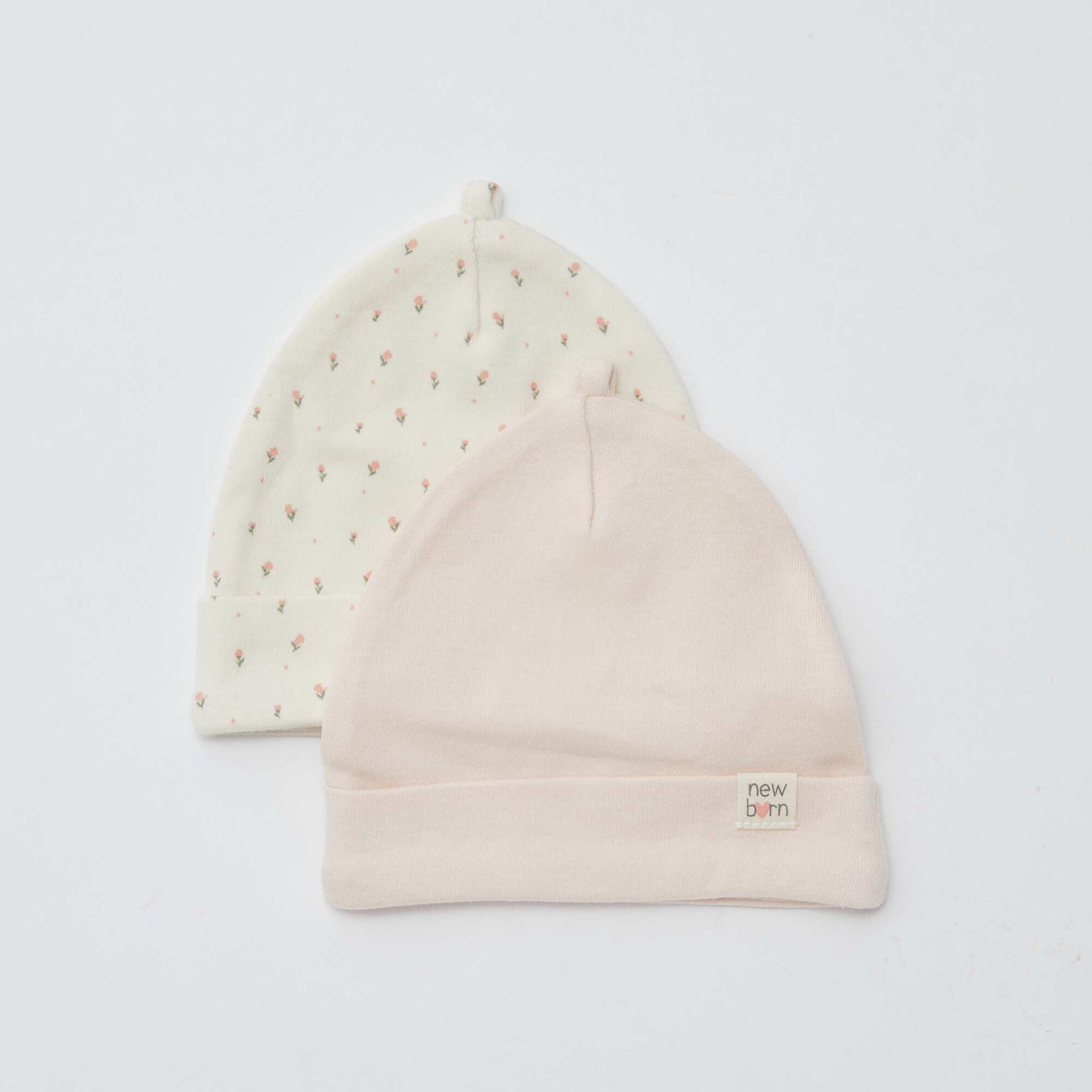 Lot de 2 bonnets nouveau-né BEIGE/ROSE