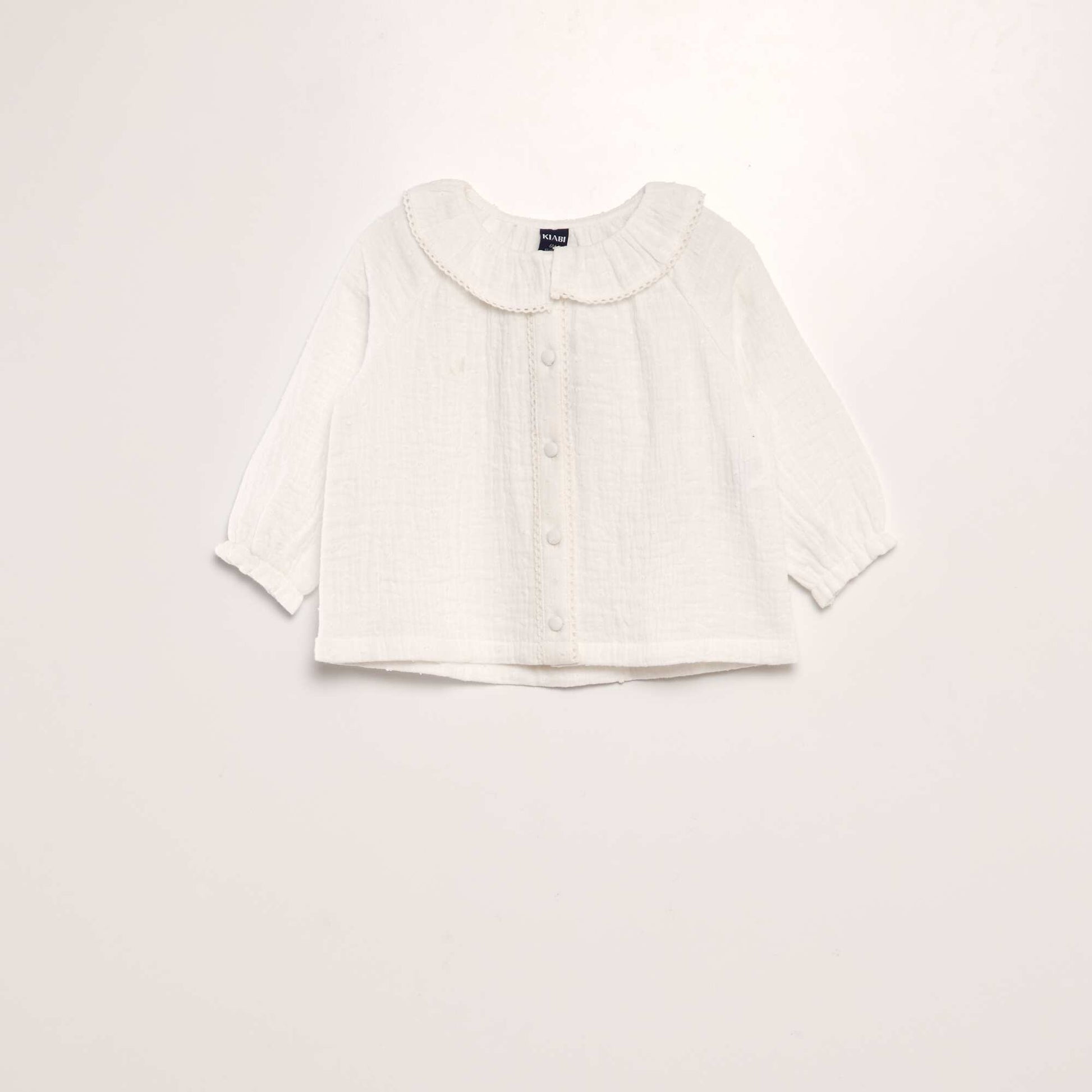 Blouse plumetis en gaze de coton BLANC