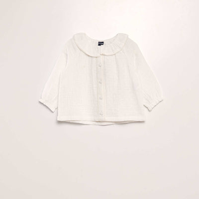 Blouse plumetis en gaze de coton BLANC