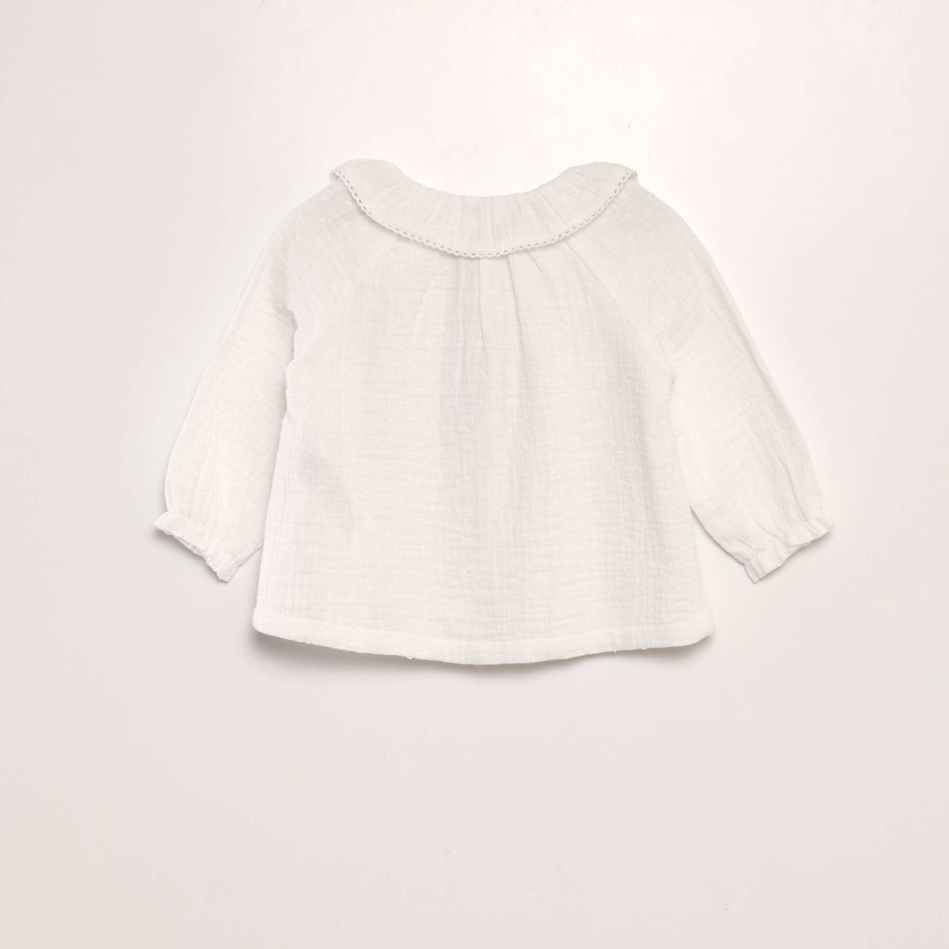Blouse plumetis en gaze de coton BLANC