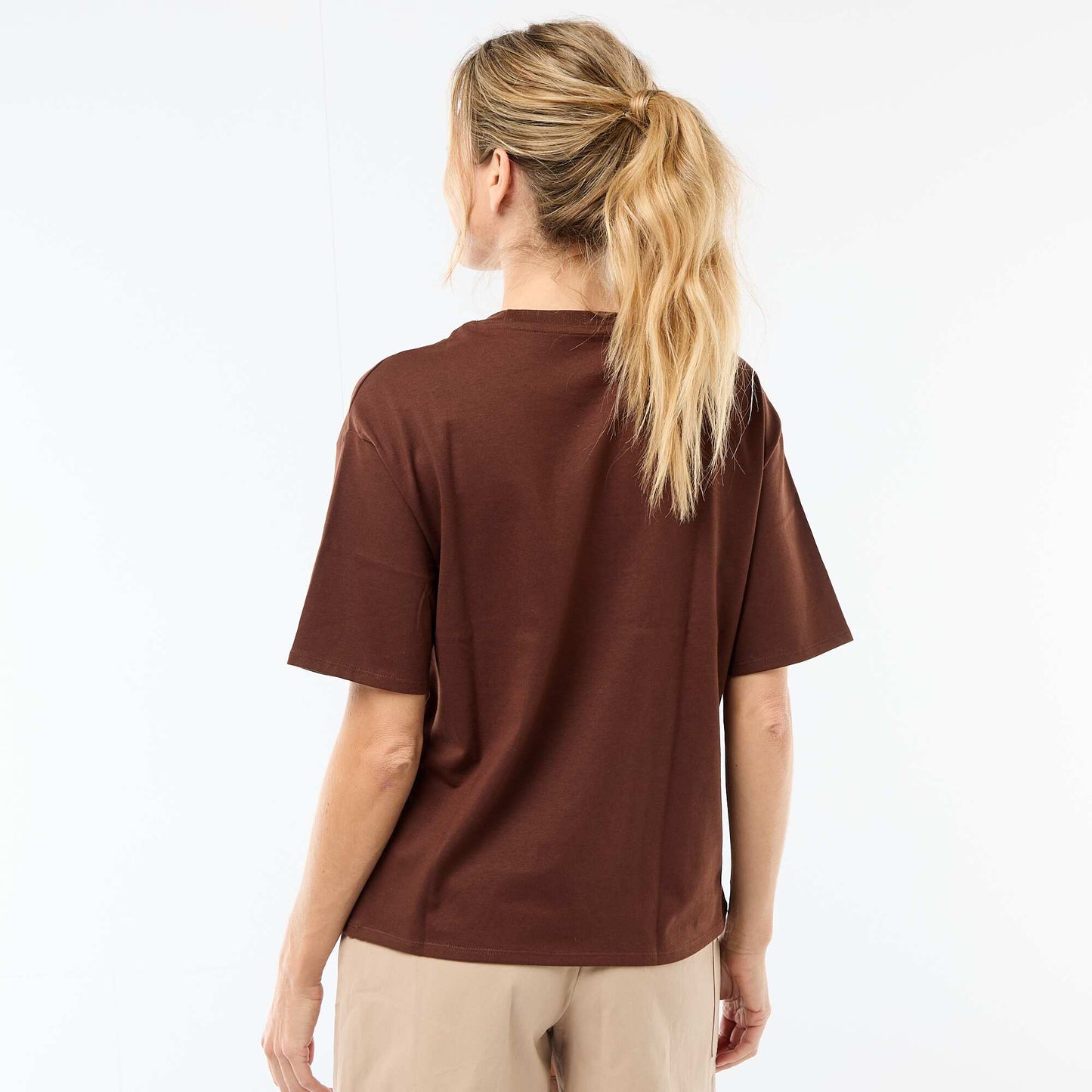 T-shirt oversize à col rond MARRON