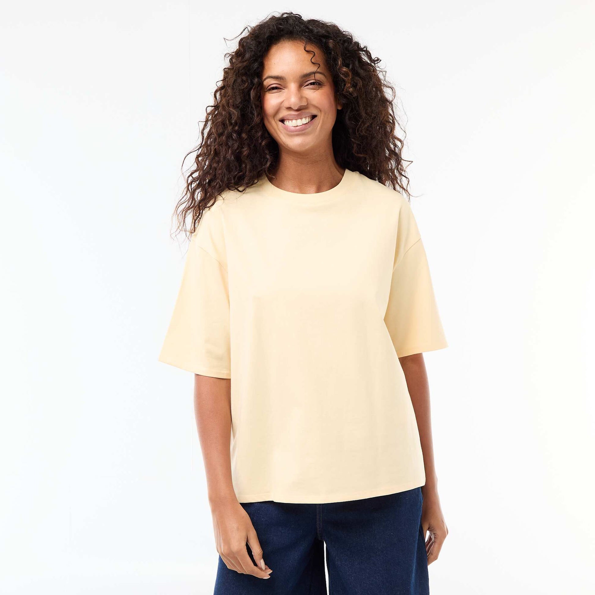 T-shirt oversize à col rond JAUNE
