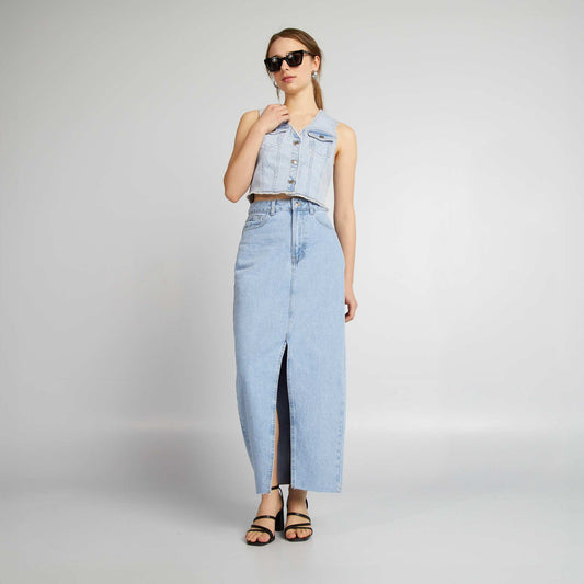 Jupe longue en denim avec maxi fente Triple stone