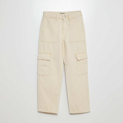 Pantalon denim multipoches BLANC