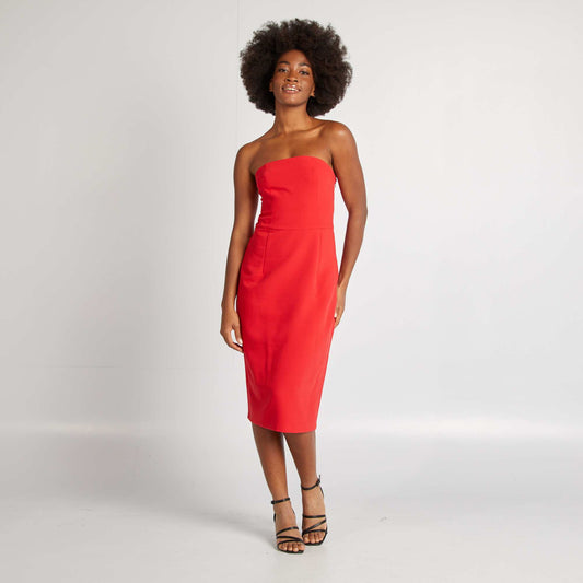Robe midi bustier ROUGE